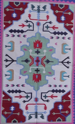 Alfombra inspirada en Rugmoda Mandana (azul, rosa, granate, verde) - alfombra de 4x6 pies Foto 1 de 3