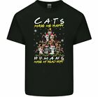 Cats Make Me Happy Christmas T-Shirt Mens Funny Tee Top Kids Kittens Unisex Xmas