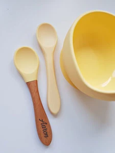 Silicone Suction Bowl Personalised Spoon Feeding baby gift waterproof weaning - Picture 1 of 24