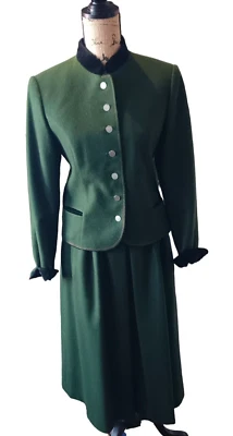 LodenFrey Bosque Verde 2 Piezas Chaqueta Plisada Falda Traje 100% Lana S/M 38 AA481 Foto 1 de 4