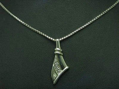 835 Argento Catena & 925 Sterling Ciondolo Con Pietra di Vetro Ricoperto / - Immagine 1 di 4