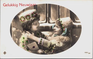 Victorian Girls Happy New Year Vintage RPPC B185 - Picture 1 of 2