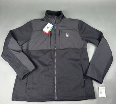 Spyder Men's Full Zip Sweater Black Core Fleece with Softshell Size M - Image 1 of 4