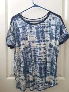Lucky Brand Blue Short Sleeve Tie Dye Shirt Womens Size XL - Picture 1 of 9
