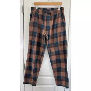 Toad & Co Men's Flannel PJ Pajama Pants Lounge Blue Orange Plaid Size L - Picture 1 of 10