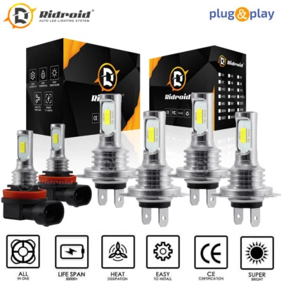 Combo LED Headlight Fog Light Bulbs Kit 6500K For BMW 328i 325xi 330xi 2002-2006 - Image 1 of 4