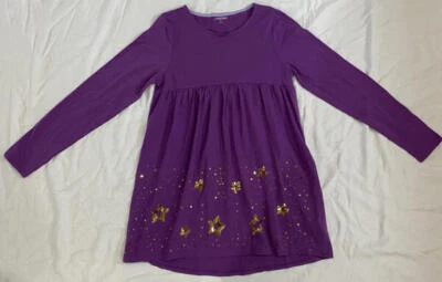 Vestido Lands End púrpura con estrellas de lentejuelas doradas talla XL niñas 16 nuevo sin etiquetas Foto 1 de 4