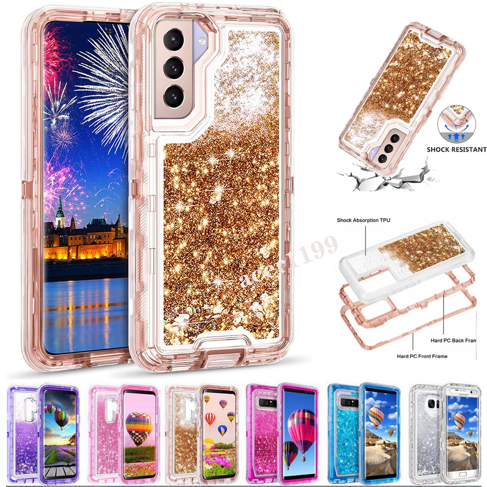 Liquid Glitter Bling Defender Case Cover For Samsung S23 S21 S20 Note 20 Ultra - Image 1 of 4