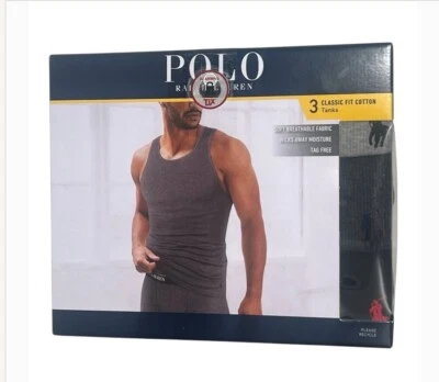 Paquete de 3 tanques de algodón de ajuste clásico Polo Ralph Lauren para hombre Foto 1 de 4