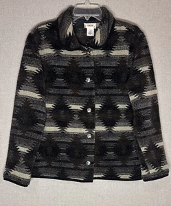Vintage Talbots Southwest Aztec Navajo Pattern Blanket Jacket Coat Womens Size L - Picture 1 of 10