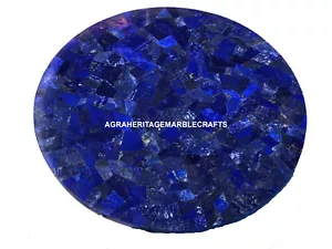 Marmor Runde Kaffee Esstisch Platte Lapis Lazuli Einlage zufällig Stein Dekor M195 - Bild 1 von 8