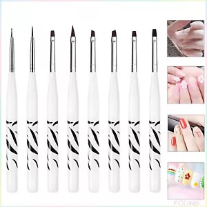 8PCS Nail Art Brush Design Set Dotting Painting Drawing Polish Brush Pen Tool UK - Picture 1 of 13