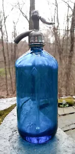Vintage Blue Glass Seltzer Bottle ~ Ridgefield Park Bottling Company NK NJ 1956 - Picture 1 of 19