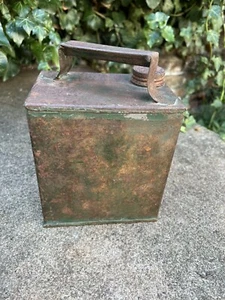 Vintage Strap On Petrol Fuel Can Garage Prop Motorcycle Army Green Military Car - Picture 1 of 9
