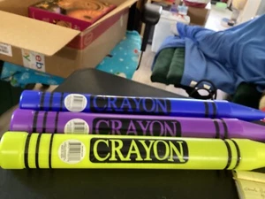 (3) Large Plastic Colorful 22" Tall Crayon Banks - Picture 1 of 9
