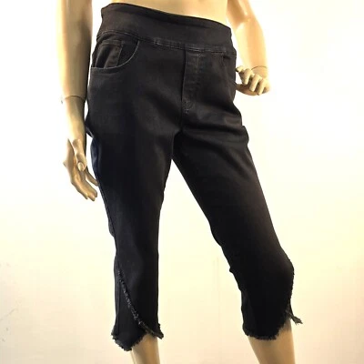 Ethyl Black Fringed Cropped Pants Stretch Womens Size 8 - Image 1 of 4