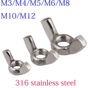 M3 M4 M5 M6 M12 316 ACERO INOXIDABLE Castellated Pulgar Alas TUERCA Tuercas DIN315 - Imagen 1 de 3