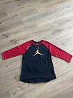 Nike Air Jordan Black Red Gold Jumpman Logo Baseball 3/4 Sleeve T Shirt M Mlb 23