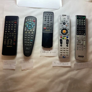 lot 5 tested not working for parts remote controls panasonic sanyo sony Hughes - Picture 1 of 9