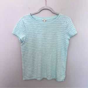 Suéter Talbots Verde Menta Manga Corta Botones Espalda - Talla Pequeña Pequeña - Imagen 1 de 6