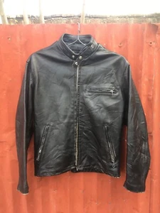 Vintage SCHOTT NYC black Men's biker Blouson leather Jacket size M - Picture 1 of 23