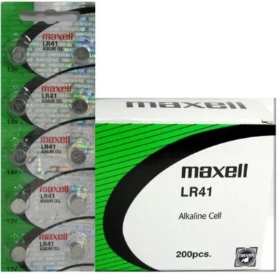 200 Maxell Watch Button Cell LR41 AG3 192 Authentic Hologram Packaging EXP 2029 - Image 1 of 3