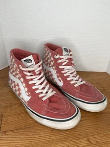 Scarpe alte Vans Off The Wall unisex M12 W10.5 Sk8 rosa/bianco a scacchi - Foto 1 di 13