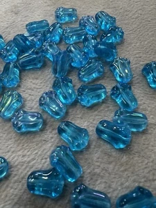 44pc Czech Glass Tulip Beads Fire Polished Blue Lustre 12/8mm (Z5-140) - Picture 1 of 4