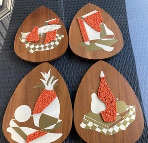 Juego de 4 placas de pared de madera sintética lágrima paneles artísticos palomitas de maíz MCM - Imagen 1 de 6