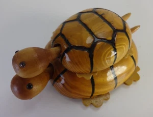 Juguetes de colección hechos a mano madera móvil tortuga cabeza oscilante mecánica tradicional - Imagen 1 de 9