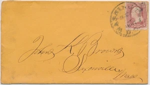 #65 3c George Washington on cover DC cancel 1864? to Saxonville MA - Picture 1 of 2