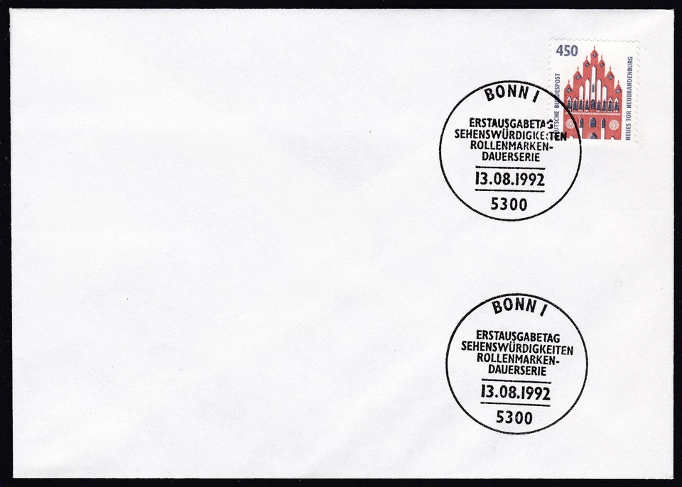 Germany 1992 FDC Mi 1623 Sn 1539 Sights: New Gate, Neubrandenburg - Image 1 of 1