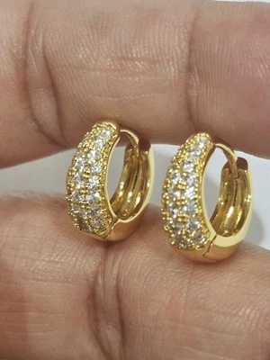  Pendientes pequeños aros redondos para niños pequeños joyas llenas de oro sin níquel  Foto 1 de 4