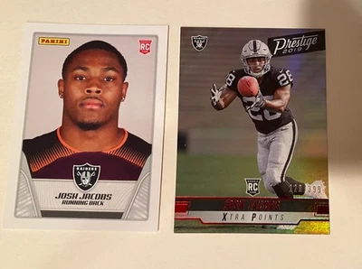 Josh Jacobs 2019 Panini Prestige RC #240 Xtra Points Red #/399 + Sticker Coll RC - Image 1 of 2