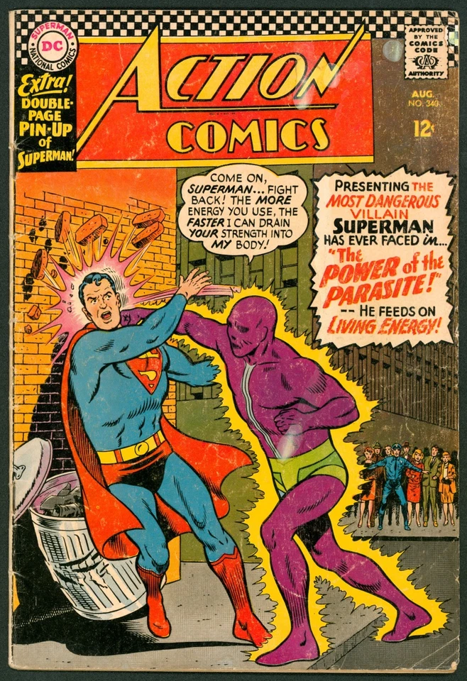 Action Comics #340 DC 1966 1st Parasite, Interior double-page pin-up of Superman - Image 1 of 2