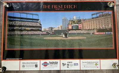 Baltimore Orioles Poster THE FIRST PITCH April 6, 1992 MLB Baseball 21" X 35" - Image 1 of 4