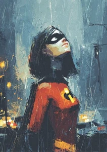 The Incredibles  Art  Card 1/1 PaintOholic Signed ONE OF A KIND - Picture 1 of 2