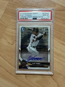 Tarjeta de novato Bowman Chrome Alek Thomas Auto 2018 primera RC PSA 10 - Imagen 1 de 2