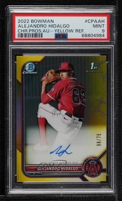2022 Bowman Chrome Prospect Yellow Refractor /75 Alejandro Hidalgo PSA 9 Auto - Image 1 of 2