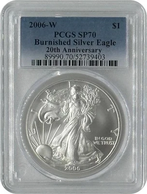 Juego American Silver Eagle 2006-W PCGS SP70 bruñido del 20 aniversario Foto 1 de 2