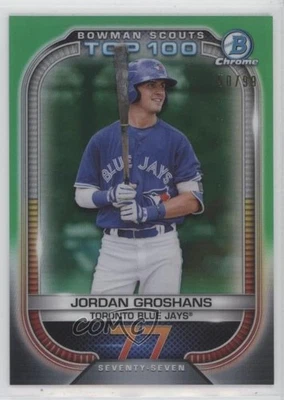 2021 Bowman Bowman Scouts Top 100 Green Refractor /99 Jordan Groshans #BTP-77 - Image 1 of 2