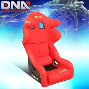 NRG Red Prisma Fixed Back Bucket Racing Seat+ Side Bracket FRP-RS600M-RD-PRISMA - Picture 1 of 7