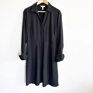 Vestido Spanx Mujer L Negro Despreocupado Crepé Camisa Vestido Cuello Manga Larga - Imagen 1 de 12