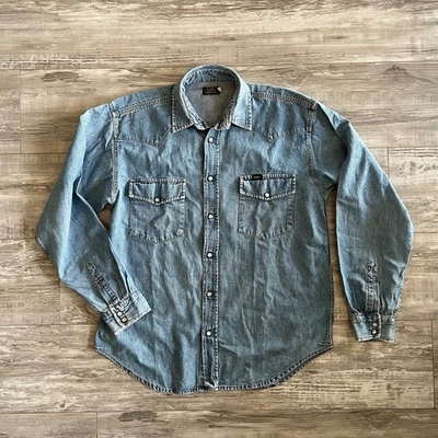 Vintage Lee Union Made Denim Shirt USA 1970s Western Workwear Sanforized M - Image 1 of 4
