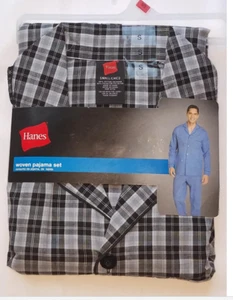 Hanes Web Pyjama Set Langarm/Hose Größe S grau gestreift Farbe - Bild 1 von 2