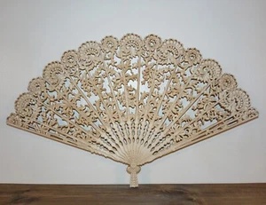 MCM Burwood Prod. Co. USA Beige LARGE Fan Vintage Wall Decor Hollywood Regency - Picture 1 of 15