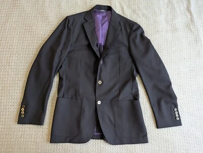 Traje Chaqueta Southwick Charretera Hombres 37 Reg Azul Marino Lana Sólida 3 Botones Hecho en EE. UU. Foto 1 de 4