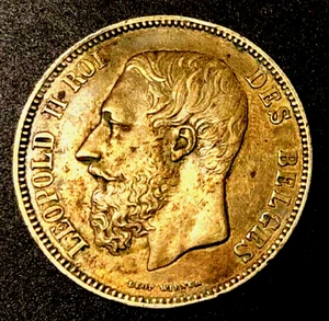Belgium, 1868, 5 Francs, Large, silver, Almost Uncirculated coin - Picture 1 of 2