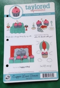 Taylored Expressions Rubber Stamps:"Cuppies love Scenes"  Cupcake comb.Ship. EUC - Picture 1 of 2