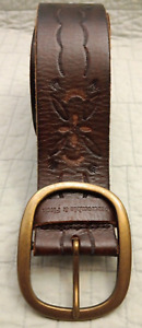 Women's Small Abercrombie Fitch Brown Genuine Leather Pressed Pattern Wide Belt